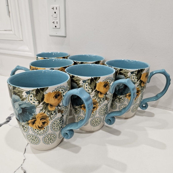 THE PIONEER WOMAN ROSE SHADOW JUMBO 26OZ LATTE MUG SET - Picture 3 of 8